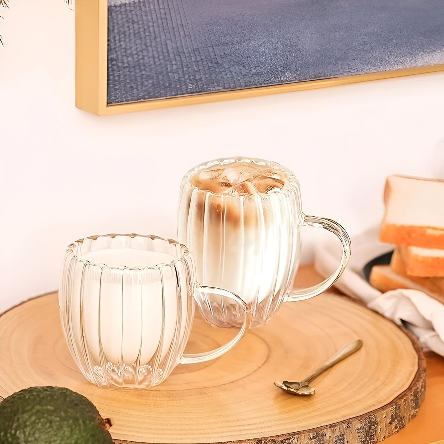 Pumpkin Retro Double Layer Glass Cup - Tea-Coffee Milk Cup.