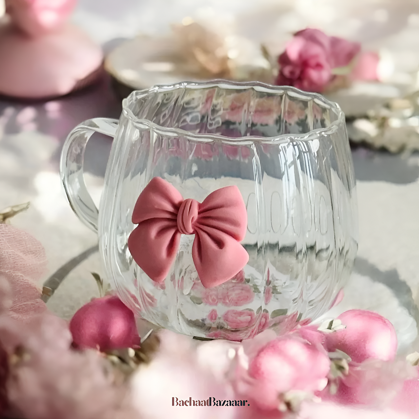 Bows Pumpkin Vertical Stripes Glass Cups with handle