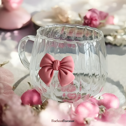 Bows Pumpkin Vertical Stripes Glass Cups with handle
