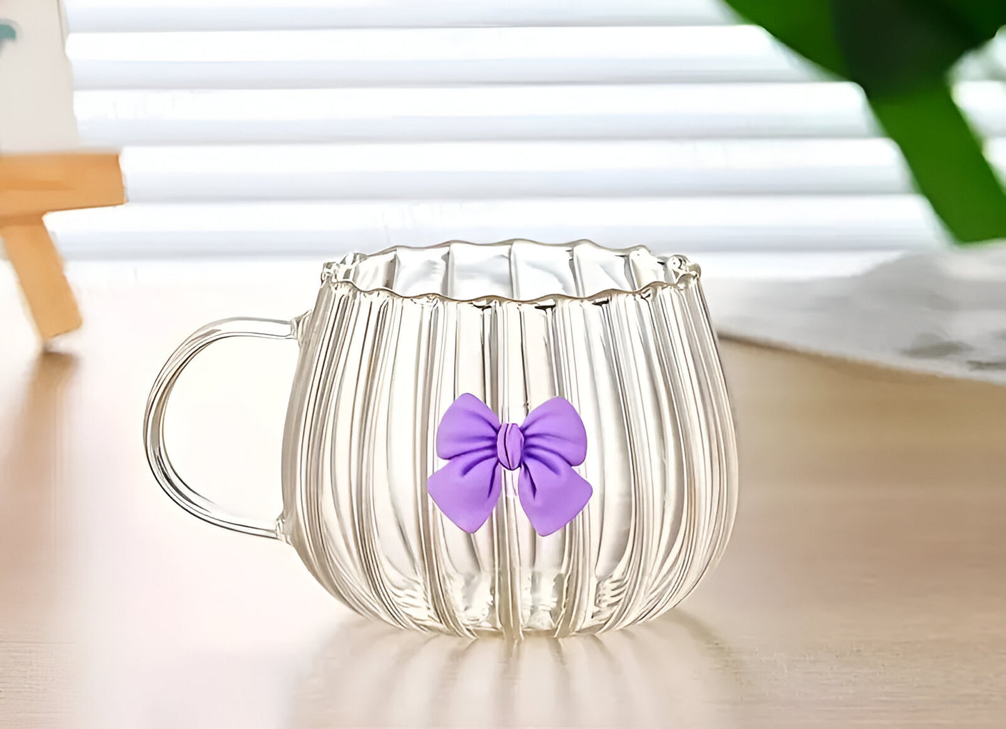 Bows Pumpkin Vertical Stripes Glass Cups with handle