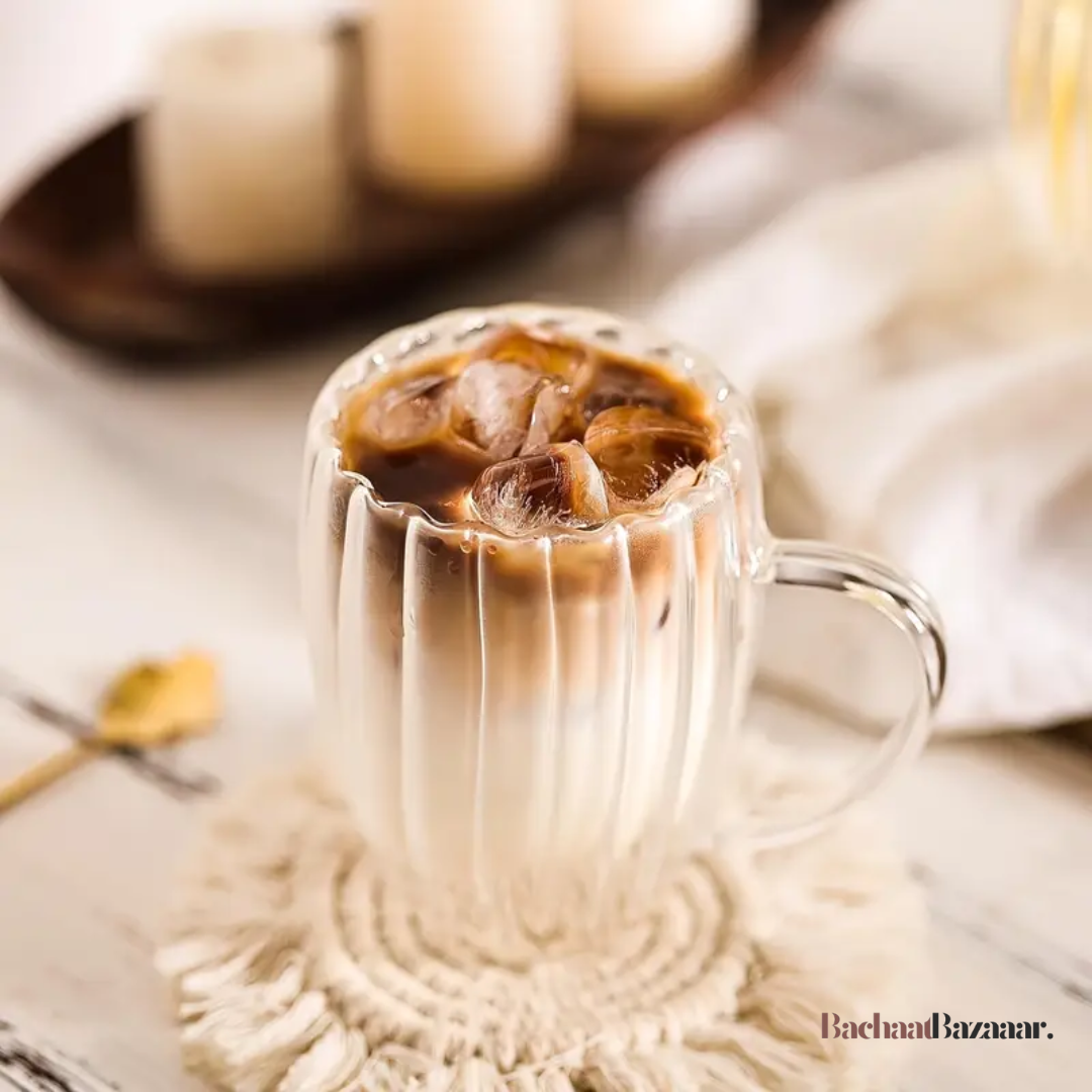 Pumpkin Retro Double Layer Glass Cup - Tea-Coffee Milk Cup.