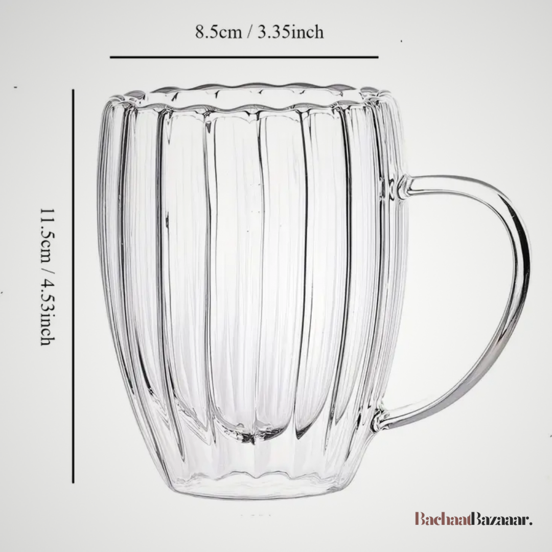 Pumpkin Retro Double Layer Glass Cup - Tea-Coffee Milk Cup.