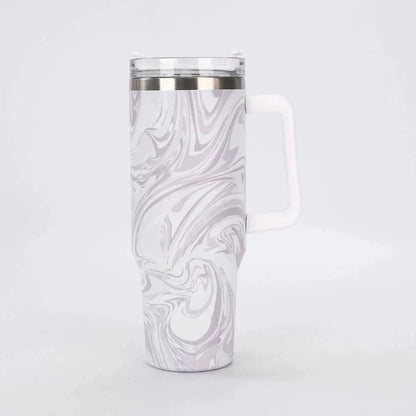 40 oz Trendy Printed Stainless Steel Tumbler With Straw – Leakproof, Durable & Stylish