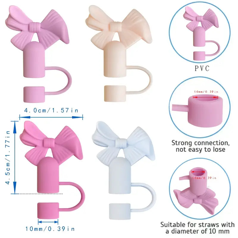 1Pc Cute Bow Silicone Straw Cap