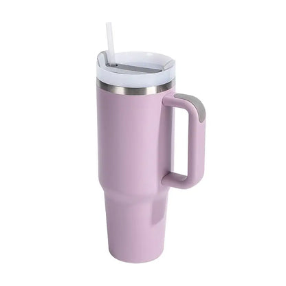 40oz Stainless Steel Tumbler with Handle, Straw and Silicone Lid