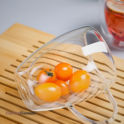 350 ml High-Quality Double-Wall Tempered Glass Cup with Handle