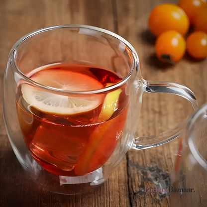 350 ml High-Quality Double-Wall Tempered Glass Cup with Handle