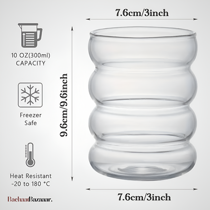 500ml Caterpillar Glass Cups with Bamboo Wooden Lid & Straw. No